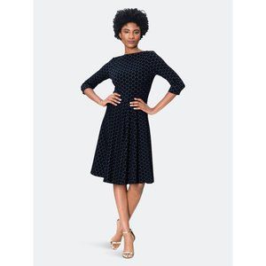 Leota Circle Dress with Bracelet Sleeve in Black Luxe Jacquard (Curve) 2X